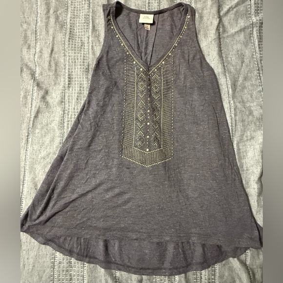 Knox Rose Tops - Knox Rose Charcoal Embellished Tank Top